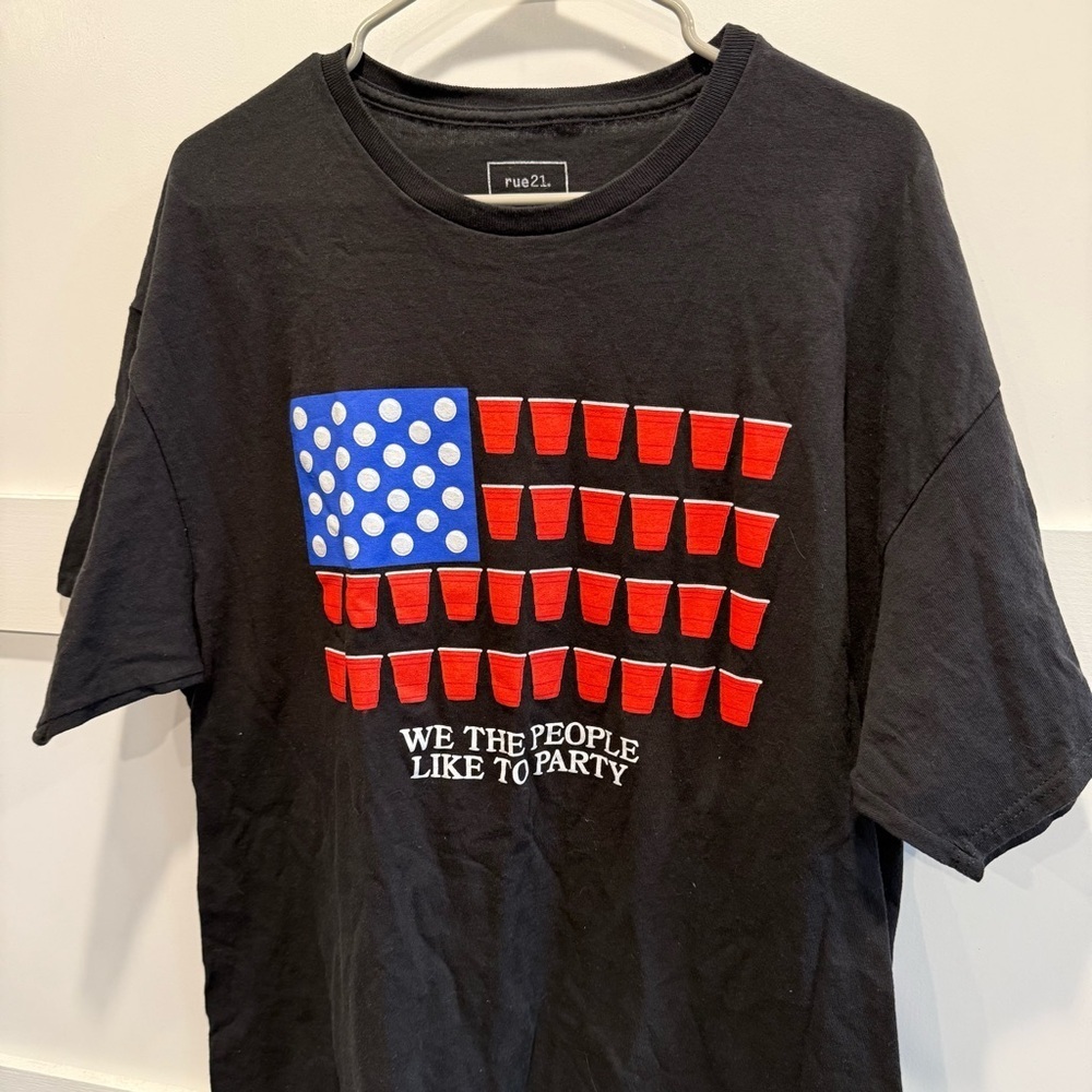 Rue21 Black Tee with Red and Blue Graphic Tshirt - Picture 2 of 6